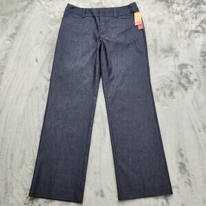 NEW Merona Pants Womens 10 Blue Denim Fit 4 Mid Rise Curvy Trousers Stretch